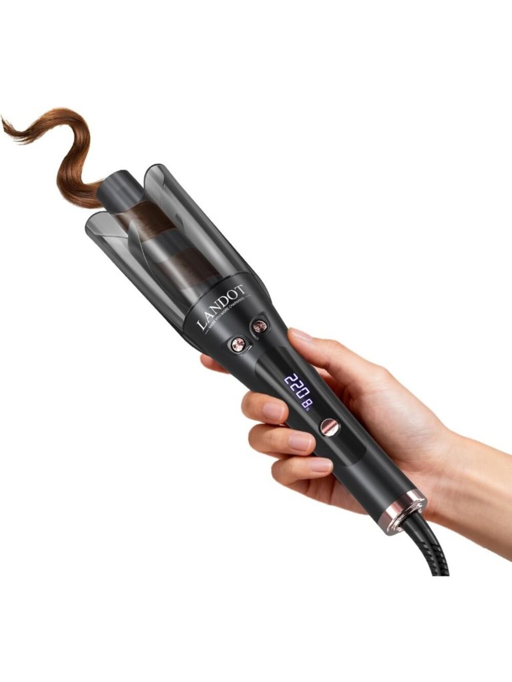 Automatic Rotating Curling Iron - 1 Inch Dual Voltage Self Hair Curler for